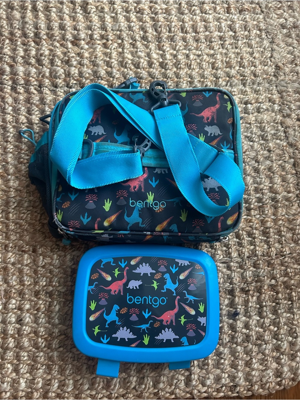 Bentgo Kids Blue Dinosaur Lunchbox and Snack Container Set